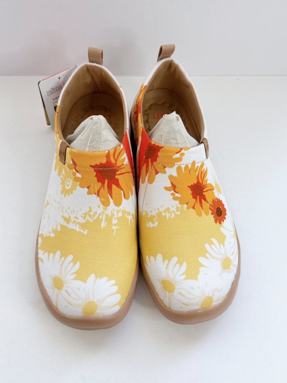 NWT Women’s Size 10.5 UIN Van Gogh Sunflowers Canvas Slip-On Shoes Art Flats